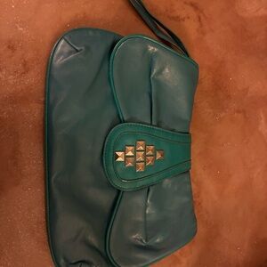 Teal Clutch with Gold Accents